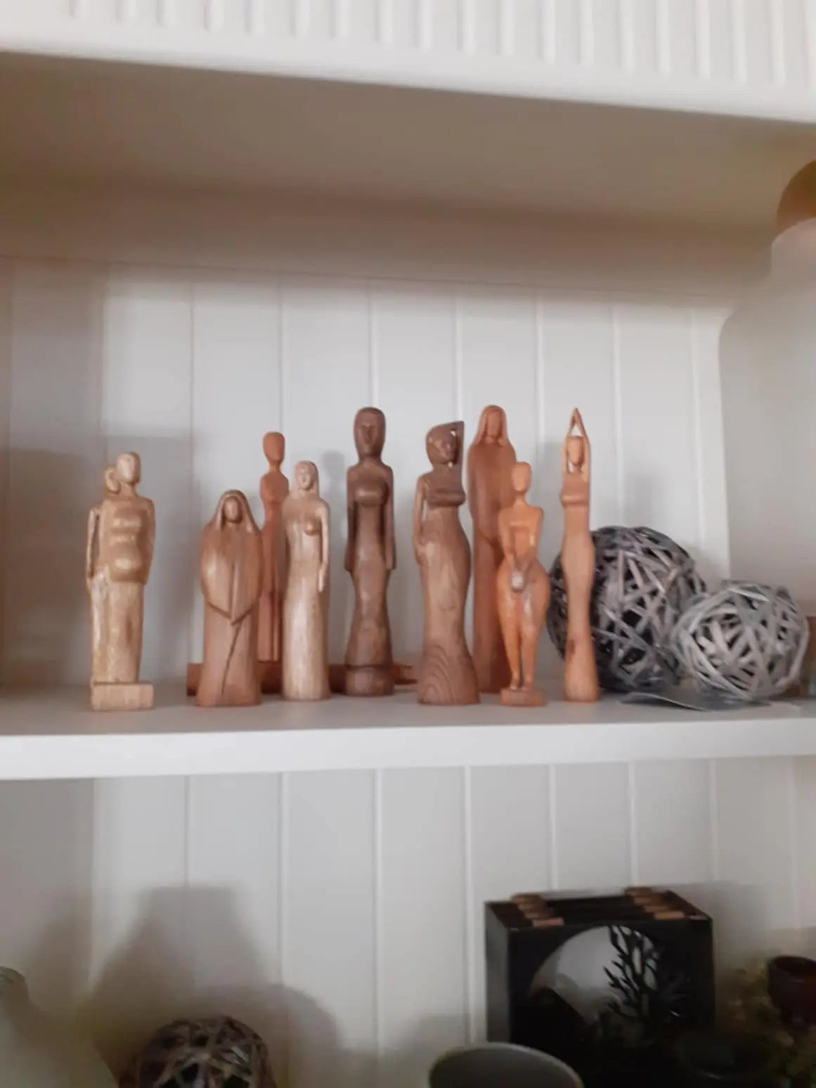 Hand-Carved Wooden Figurines for Home Decor